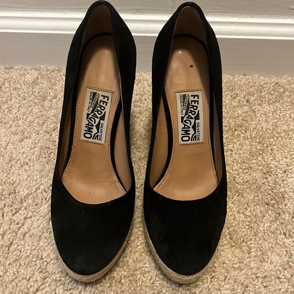 Ferragamo black wedges